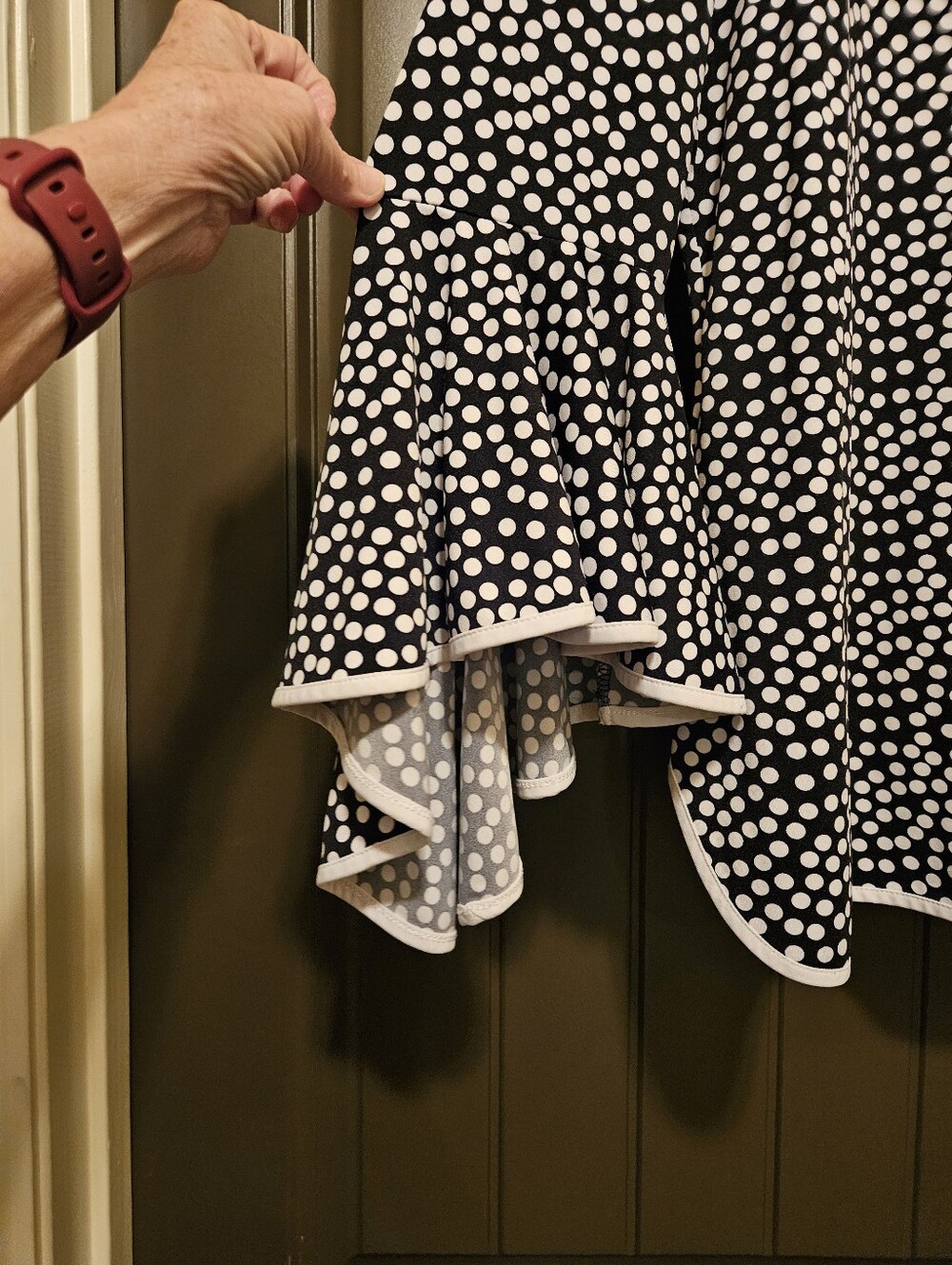 Versona Polka Dot Long Sleeve Blouse, Bell Flared Sleeves, Black/White - Size L - Picture 4 of 9